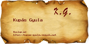 Kupás Gyula névjegykártya